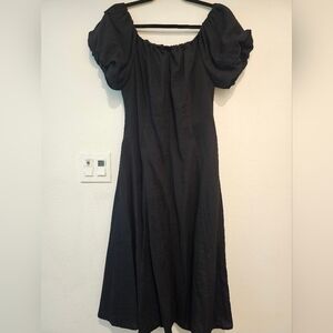 Sam Edelman Elegant Black Puff Sleeve Dress Size 8.